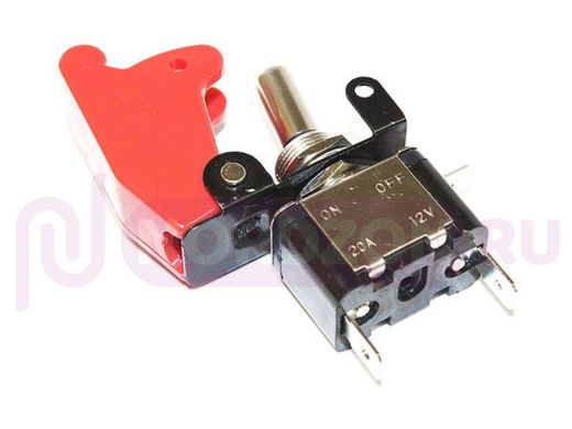 Тумблер  ASW-07D R-LED  с красной крышкой SAC-01 (I-O), 3 выв. (28х16х62мм) 25А, 12В 57079