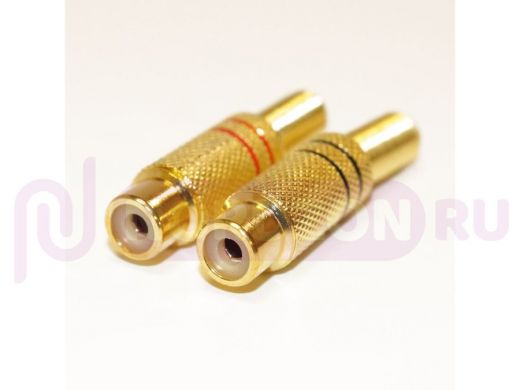 Разъем RCA гнездо металл (gold) на кабель, (крас + черн. 2 / /) APP-095