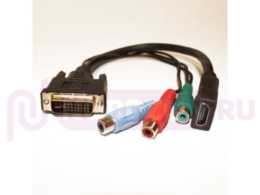 Переход-DVI; шт-DVI-I (24+5) х гн-HDMI + 3гн-RCA, Rexant 17-6833