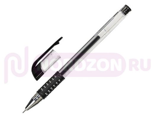 Ручка гелевая с грипом STAFF Basic Needle, ЧЕРНАЯ, игольчатый узел 0,5 мм, линия письма 0,35 мм