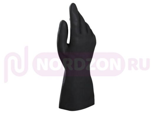 Перчатки латексные MAPA Alto Plus 260, хлопчатобумажное напыление, размер 8 (M), черные