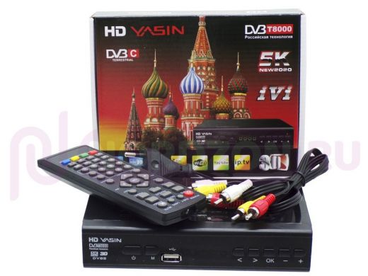 .YASIN DVB T8000 T+C  эфирный+кабельный, железо,кнопки, дисплей, шнур 3т/3 т