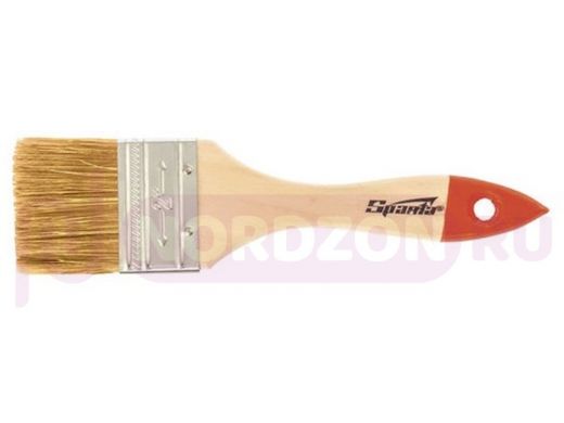 Кисть плоская 50 мм, натуральная щетина, деревянная ручка, для масляных красок, лаков, SPARTA