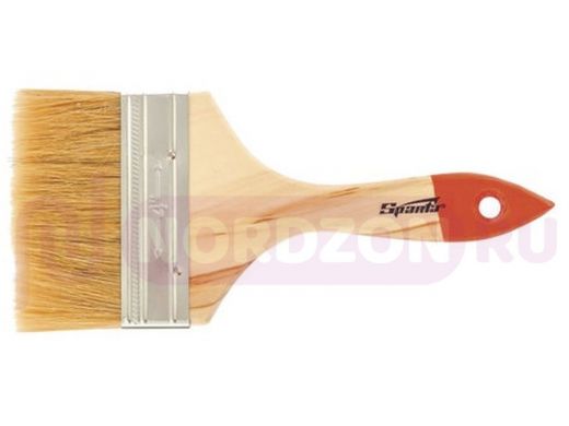 Кисть плоская 100 мм, натуральная щетина, деревянная ручка, для масляных краскок, лаков, SPARTA