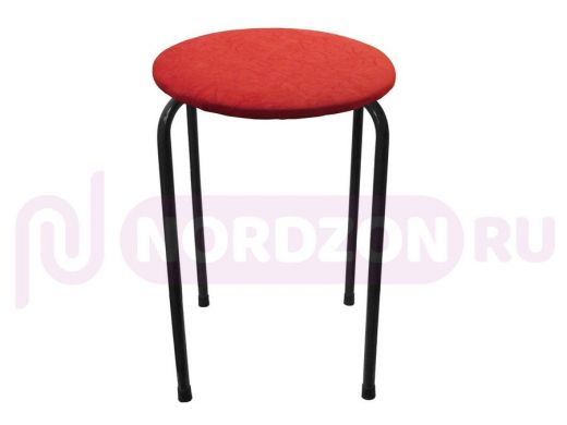 Табурет универсальный "TABURETTO-15364" круглое сиденье, чёрные ножки, красный верх, ткань
