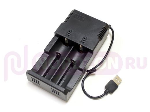Зарядное устройство для аккумулятора 2 аккум. 3,7V унив. 18650, 26650, 16340...(питание micro-USB)