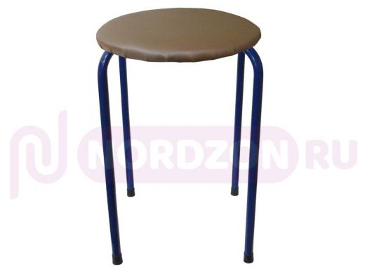 Табурет универсальный "TABURETTO-15872" круглое сиденье, синие ножки, коричневый кожзам