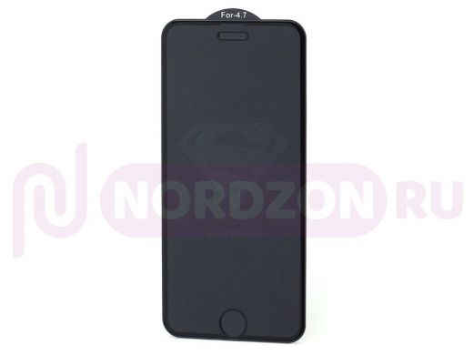 Стекло защитное iPhone  6/6S, чёрное, 6D с принтом Superman