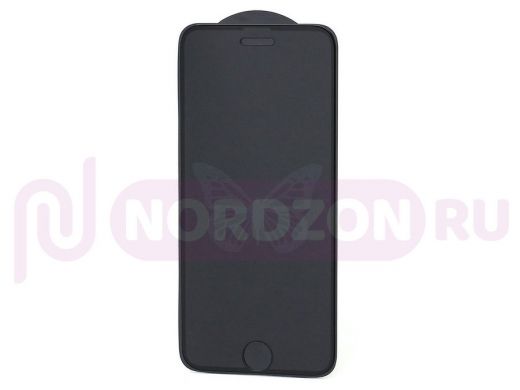 Стекло защитное iPhone  6/6S, чёрное, 6D с принтом бабочка
