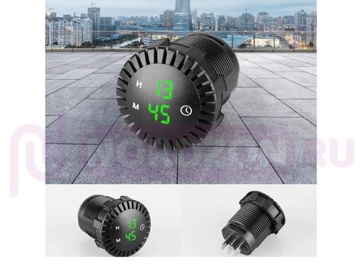 Часы TDS TS-CAU54 Зеленые часы автомобильные (Врезные)