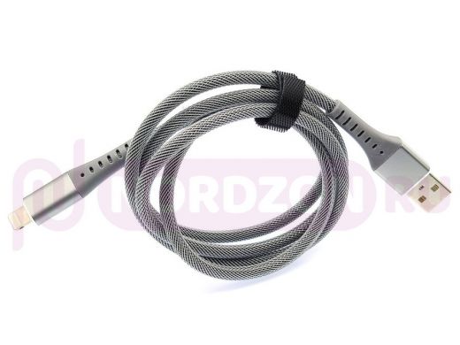 Шнур USB / Lightning (iPhone) Орбита OT-SMI32 Серый кабель USB 2.4A (iOS Lightning) 1м