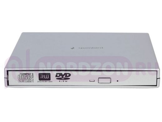 Внешний DVD-привод с интерфейсом USB 2.0 Gembird DVD-USB-02-SV пластик, серебро
