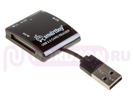 Картридер Smartbuy 713, USB 2.0 - SD/microSD/MS/M2, черный (SBR-713-K)
