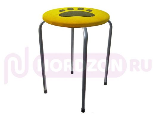 Табурет универсальный "TABURETTO-16307" круглое сиденье, серебристые ножки, жёлтый верх с лапой