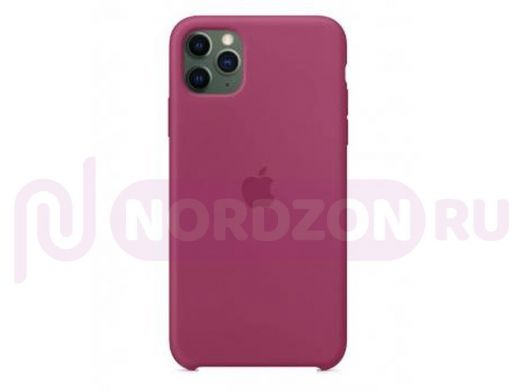 Чехол iPhone 11 Pro Max, Silicone case Soft Touch, бордо, лого