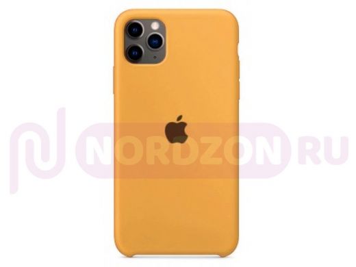 Чехол iPhone 11 Pro Max, Silicone case Soft Touch, горчичный, лого