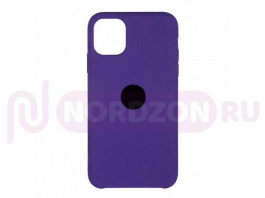 Чехол iPhone 11 Pro Max, Silicone case Soft Touch, сине-фиолетовый, снизу закрыт, лого