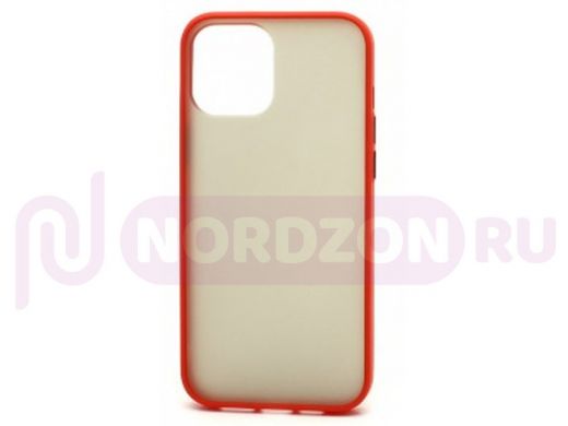 Чехол iPhone 12/12 Pro, Shockproof Lite, силикон, пластик, красно-чёрный