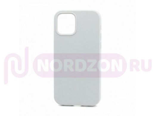 Чехол iPhone 12/12 Pro, Silicone case Soft Touch, белый, снизу закрыт, 009