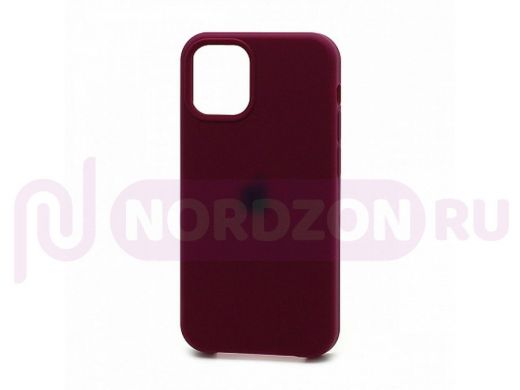 Чехол iPhone 12/12 Pro, Silicone case Soft Touch, бордо, с лого, 052
