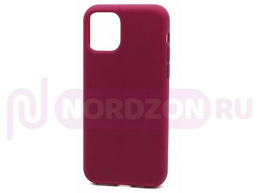 Чехол iPhone 12/12 Pro, Silicone case Soft Touch, бордо, снизу закрыт, 052