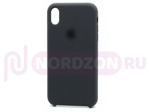 Чехол iPhone 12/12 Pro, Silicone case Soft Touch, графитовый, лого, 015