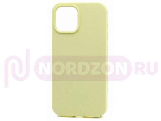 Чехол iPhone 12/12 Pro, Silicone case Soft Touch, жёлтый светлый, лого, 051