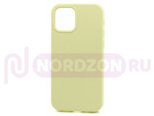 Чехол iPhone 12/12 Pro, Silicone case Soft Touch, жёлтый светлый, снизу закрыт, 051