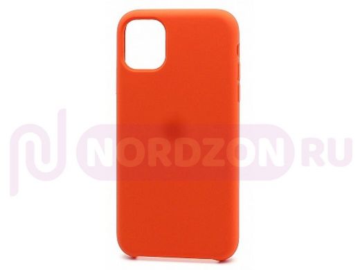 Чехол iPhone 12/12 Pro, Silicone case Soft Touch, оранжевый, лого, 013