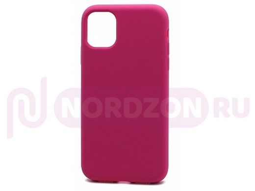 Чехол iPhone 12/12 Pro, Silicone case Soft Touch, розовый тёмный, снизу закрыт, 054