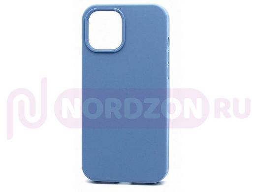 Чехол iPhone 12/12 Pro, Silicone case Soft Touch, синий, снизу закрыт, 024