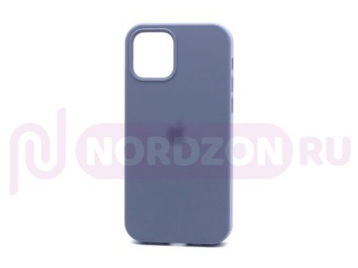 Чехол iPhone 12/12 Pro, Silicone case Soft Touch, синий, снизу закрыт, лого, 046