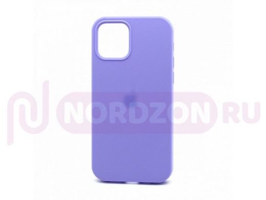 Чехол iPhone 12/12 Pro, Silicone case Soft Touch, сиреневый, снизу закрыт, лого, 041