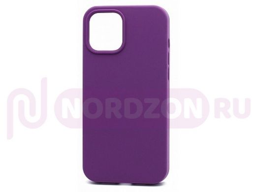 Чехол iPhone 12/12 Pro, Silicone case Soft Touch, фиолетовый, снизу закрыт, 030