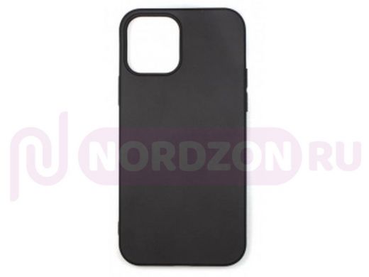 Чехол iPhone 12/12 Pro, силикон, матовый, чёрный