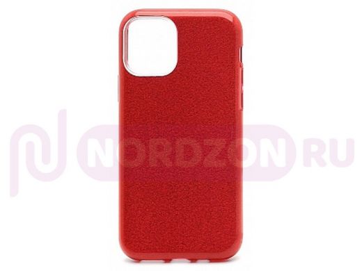 Чехол iPhone 12 mini, Fashion, силикон блестящий, красный