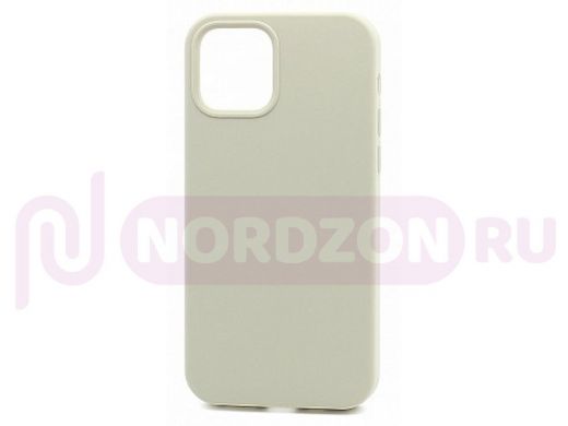 Чехол iPhone 12 mini, Silicone case Soft Touch, бежевый, снизу закрыт, 011