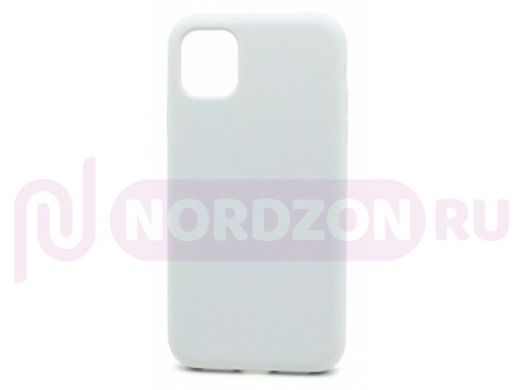 Чехол iPhone 12 mini, Silicone case Soft Touch, белый, снизу закрыт, лого, 009