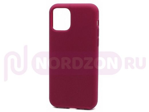 Чехол iPhone 12 mini, Silicone case Soft Touch, бордо, снизу закрыт, 052