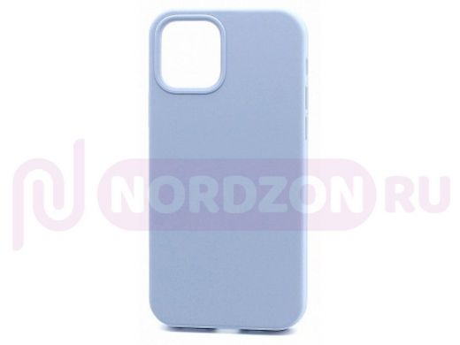 Чехол iPhone 12 mini, Silicone case Soft Touch, голубой, снизу закрыт, 005