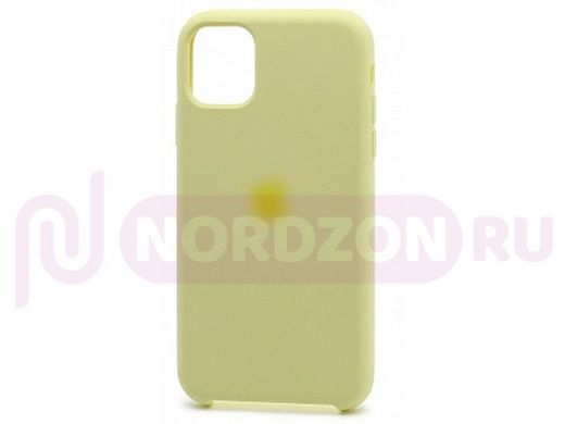 Чехол iPhone 12 mini, Silicone case Soft Touch, жёлтый светлый, лого, 051