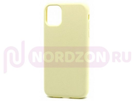 Чехол iPhone 12 mini, Silicone case Soft Touch, жёлтый светлый, снизу закрыт, 051
