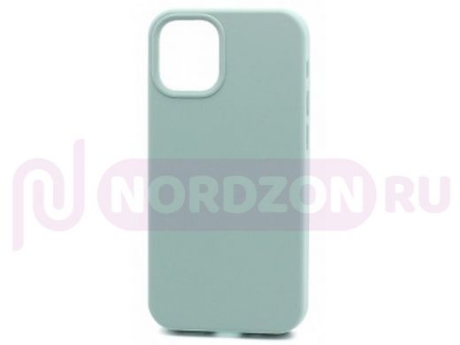 Чехол iPhone 12 mini, Silicone case Soft Touch, зелёный, снизу закрыт, лого, 017