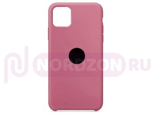 Чехол iPhone 12 mini, Silicone case Soft Touch, коричнево красный, снизу закрыт, лого