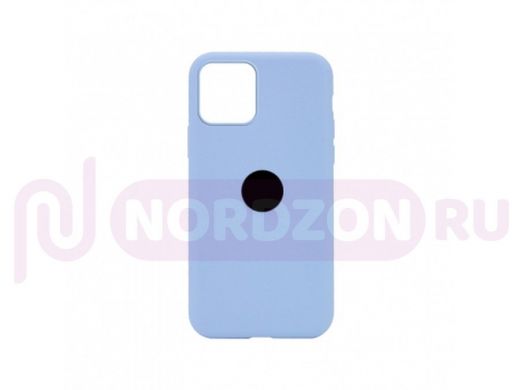 Чехол iPhone 12 mini, Silicone case Soft Touch, лавандовый, снизу закрыт, лого