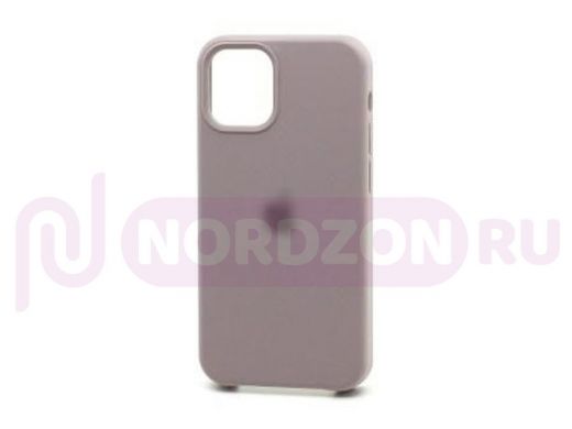 Чехол iPhone 12 mini, Silicone case Soft Touch, лиловый, снизу закрыт, лого, 007