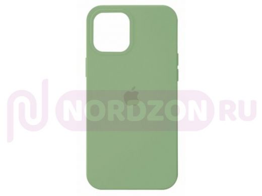 Чехол iPhone 12 mini, Silicone case Soft Touch, оливковый, снизу закрыт, лого