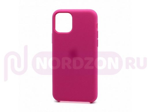 Чехол iPhone 12 mini, Silicone case Soft Touch, розовый тёмный, лого, 054