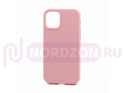 Чехол iPhone 12 mini, Silicone case Soft Touch, розовый, снизу закрыт, 006