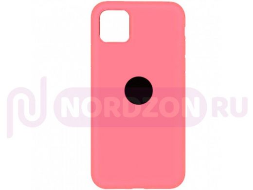 Чехол iPhone 12 mini, Silicone case Soft Touch, розовый, снизу закрыт, лого